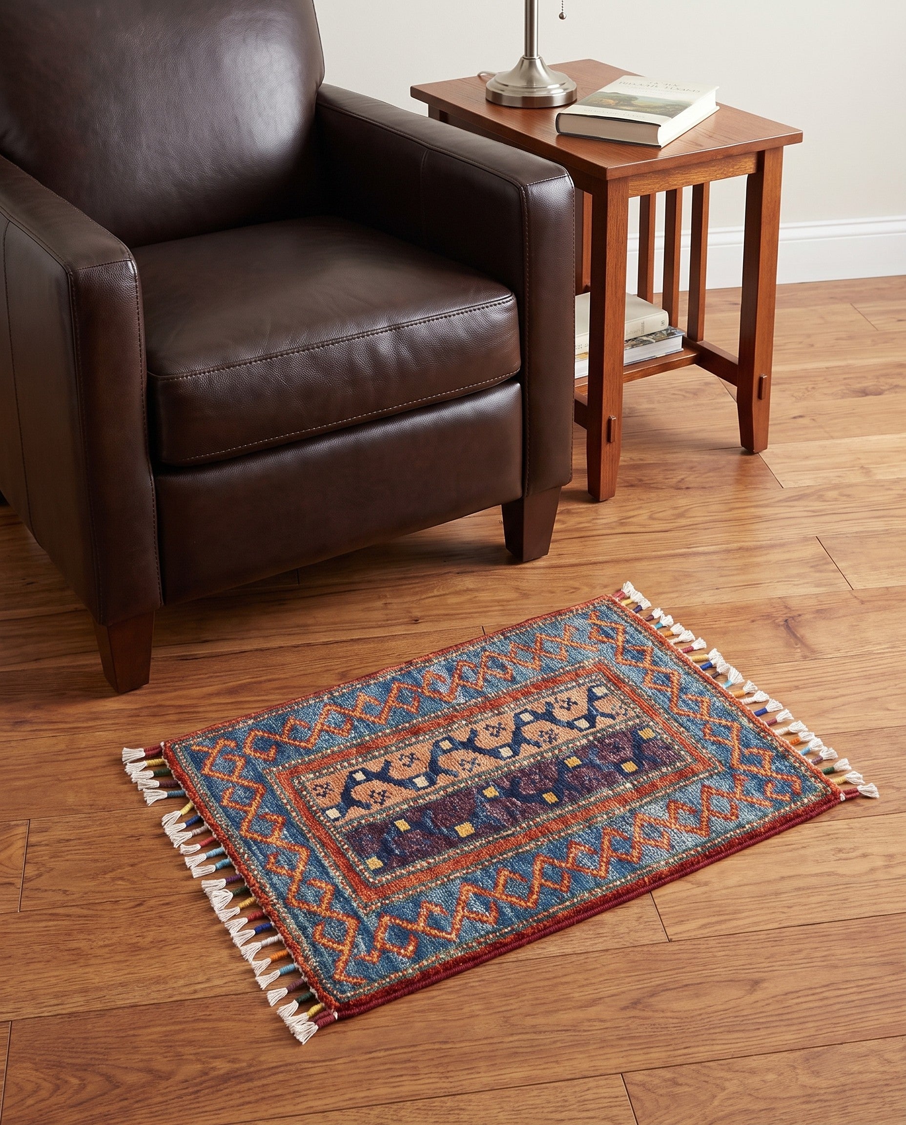 1' 4 x 2' Hand Knotted Ziegler Rug