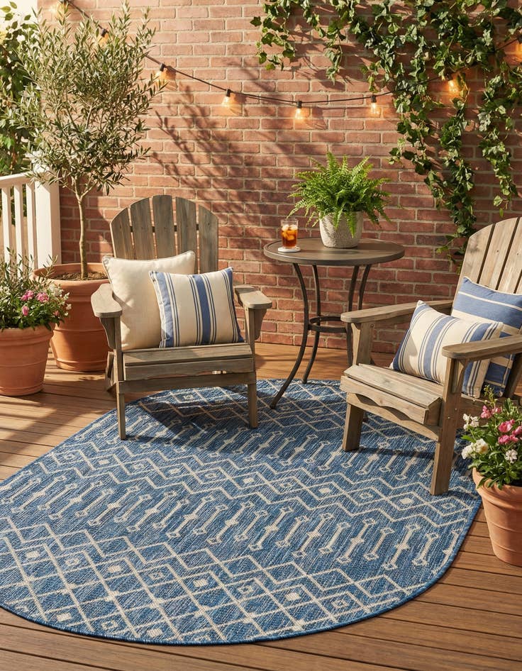 Detail image of 4' x 6'  Washable Trellis Indoor / Outdoor Oval Rug