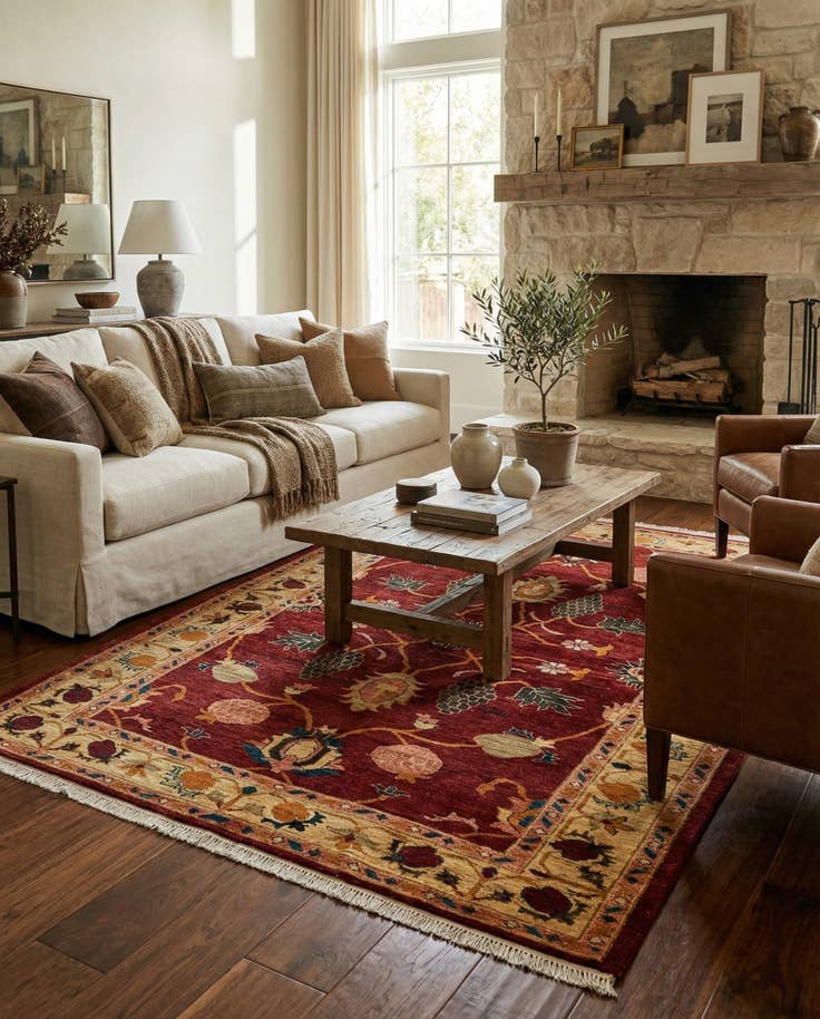 Detail image of 4' 11 x 6' 8 Hand Knotted Ziegler Wool Rug