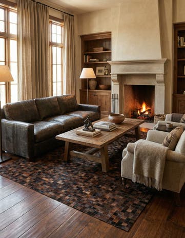 5' 11 x 9' Cowhide Stocks Rug