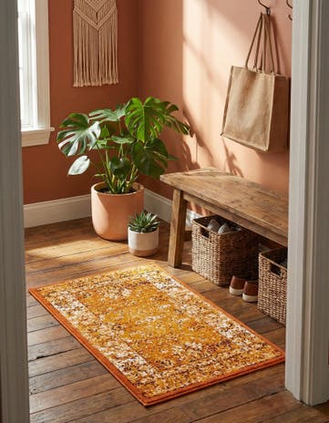 Terracotta and White Ankara Rug