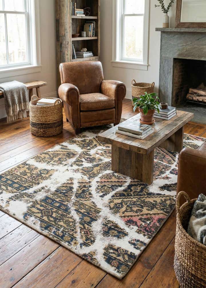 4' x 5' 9 Hand Knotted Ultra Vintage Persian Wool Rug