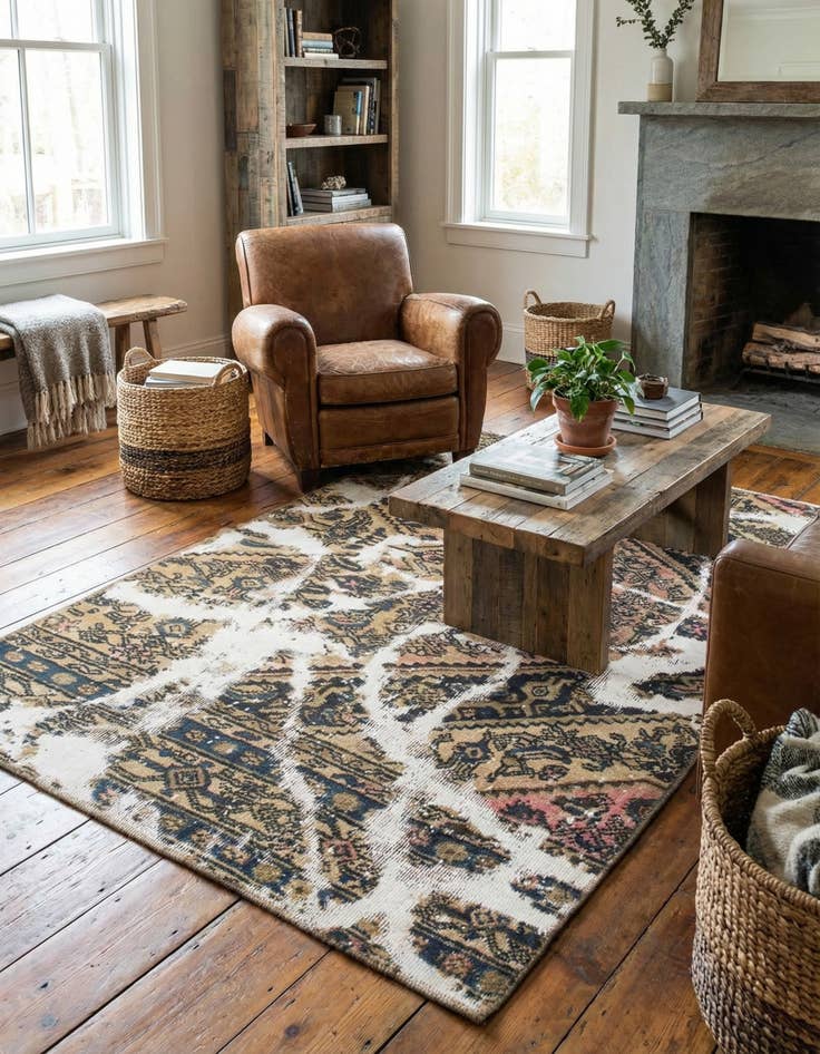 Detail image of 4' x 5' 9 Hand Knotted Ultra Vintage Persian Wool Rug