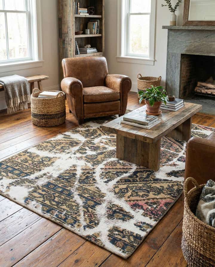 4' x 5' 9 Hand Knotted Ultra Vintage Persian Wool Rug
