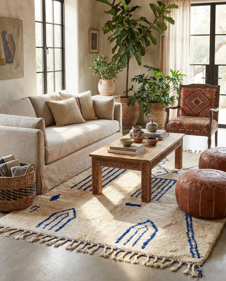 Detail image of 5' 5 x 7' 10 Hand Knotted Moroccan Wool Rug