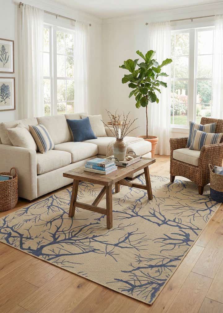 7' x 10' Easy-Clean Botanical Indoor / Outdoor Rug