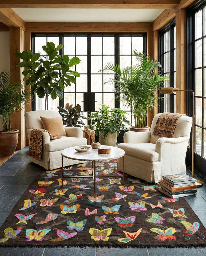 5' 5 x 7' 9 Hand Woven Kilim Suzani Wool Rug