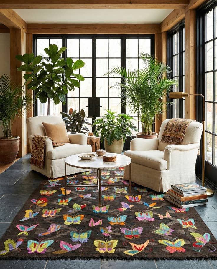 Detail image of 5' 5 x 7' 9 Hand Woven Kilim Suzani Wool Rug