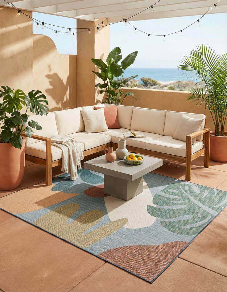 Detail image of 10' x 10'  Washable Baja Indoor / Outdoor Square Rug