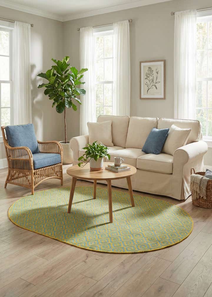 5' 3 x 8' Easy-Clean Jill Zarin Costa Rica Indoor / Outdoor Oval Rug