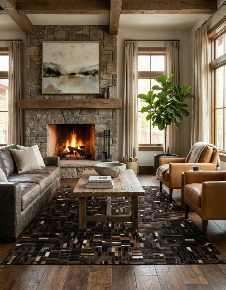 Detail image of 5' 1 x 8' Cowhide - Patchwork Rug