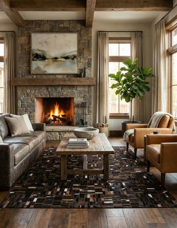 5' 1 x 8' Cowhide - Patchwork Rug