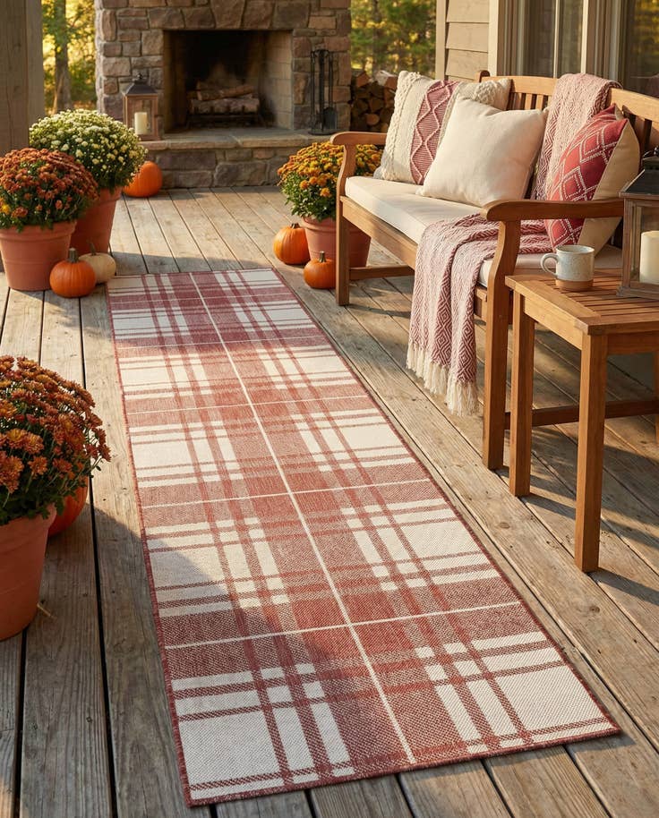 Detail image of 2' 7 x 12' Easy-Clean Checkered Indoor / Outdoor Runner Rug