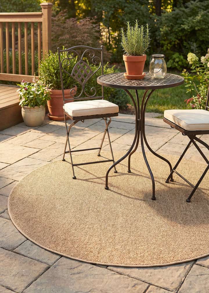 5' 3 x 5' 3 Easy-Clean Solid Indoor / Outdoor Round Rug