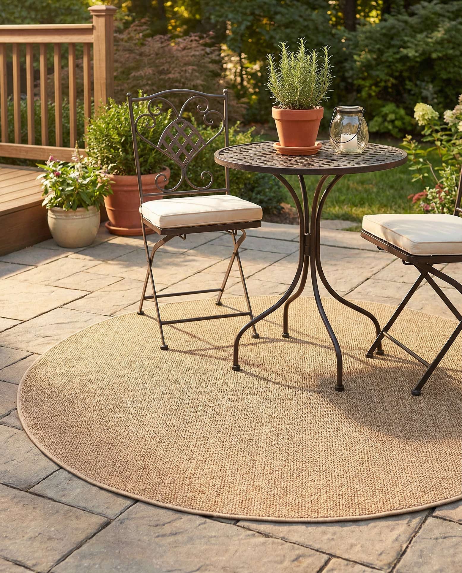 5' 3 x 5' 3 Easy-Clean Solid Indoor / Outdoor Round Rug