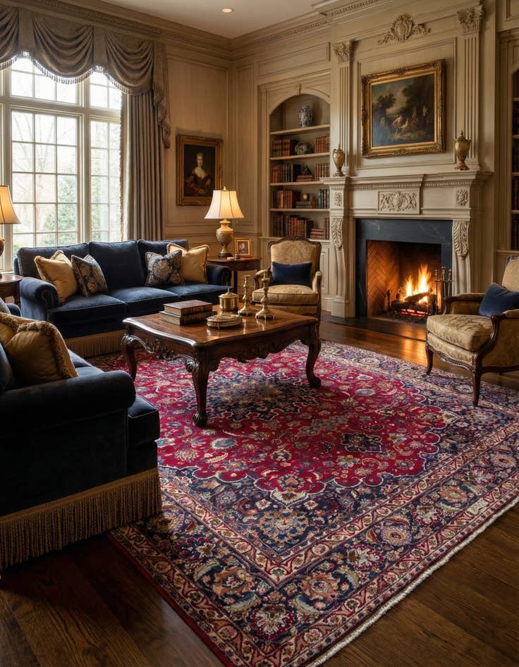 Detail image of  9' 6 x 12' 6  Hand Knotted Mashad Persian Wool Rug