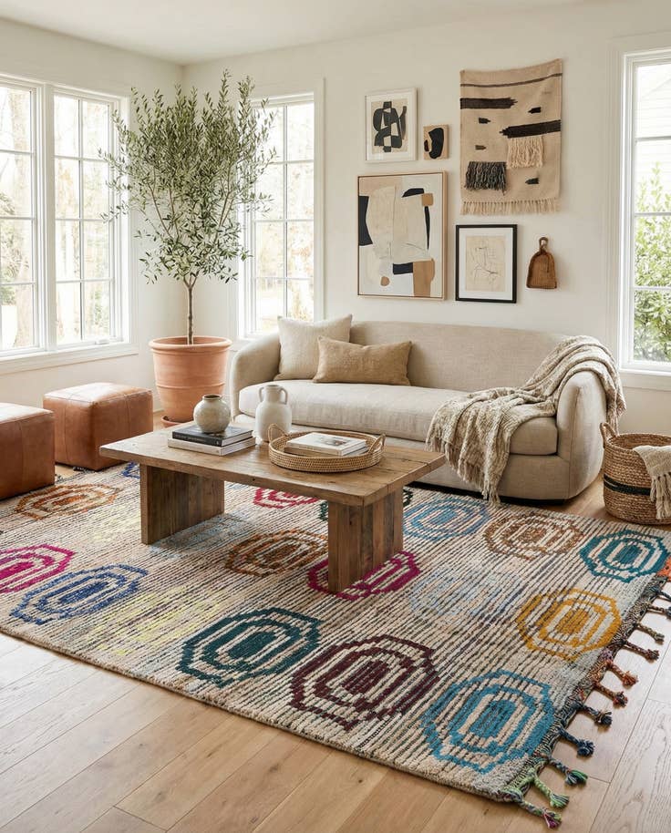 Detail image of 5' 6 x 8' 4 Hand Knotted Moroccan Wool Rug