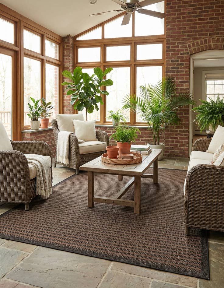 Detail image of 8' x 11' 4  Washable Border Indoor / Outdoor Rug