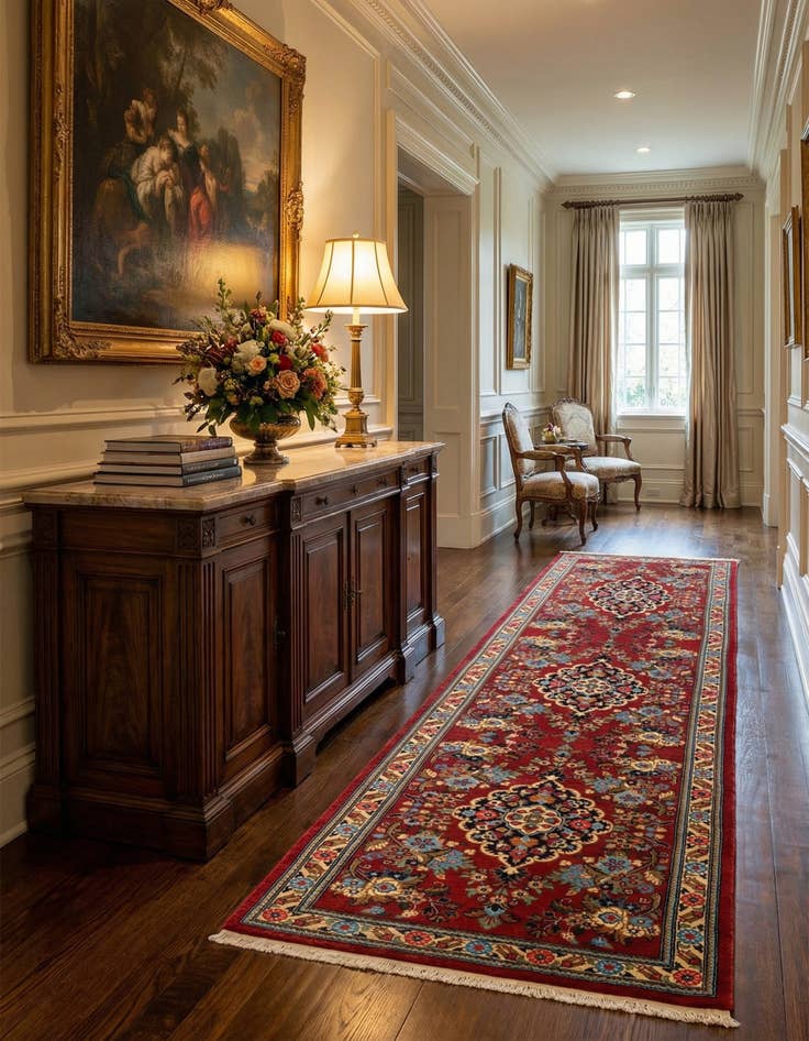 Detail image of 2' 6 x 7' 9  Hand Knotted Qom Persian Runner Rug