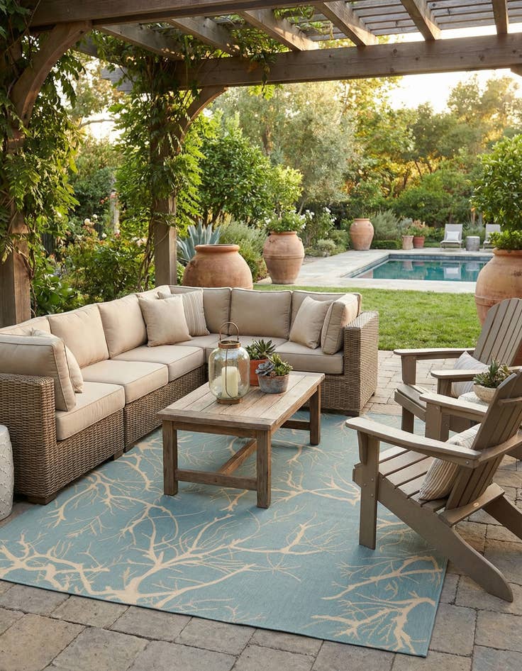 Detail image of 9' x 12' 2  Washable Botanical Indoor / Outdoor Rug