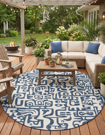 10' x 10' Easy-Clean Modern Indoor / Outdoor Round Rug