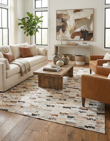5' x 7' 10 Cowhide Leather Rug