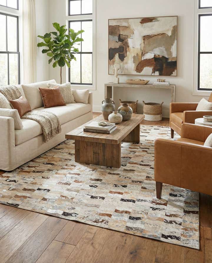 5' x 7' 10 Cowhide Leather Rug