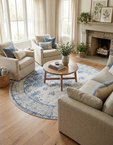 Navy Blue Oxfordshire Round Rug