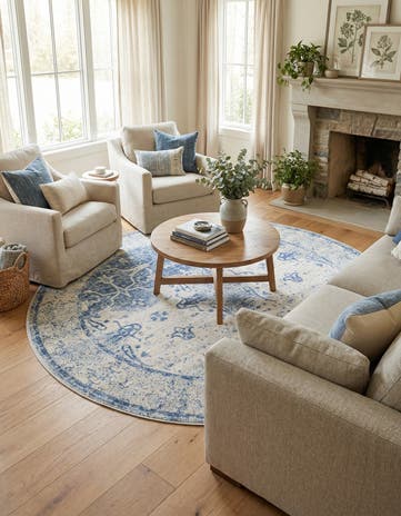 Navy Blue Oxfordshire Round Rug