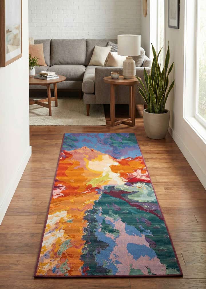 2' 7 x 12' Easy-Clean Modern Indoor / Outdoor Runner Rug
