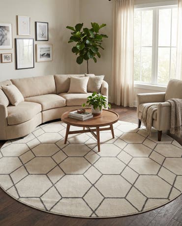  12' x 12' Lattice Frieze Round Rug