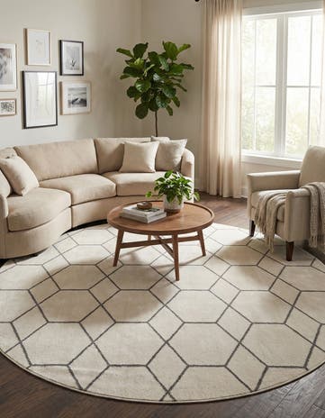 12' x 12' Lattice Frieze Round Rug