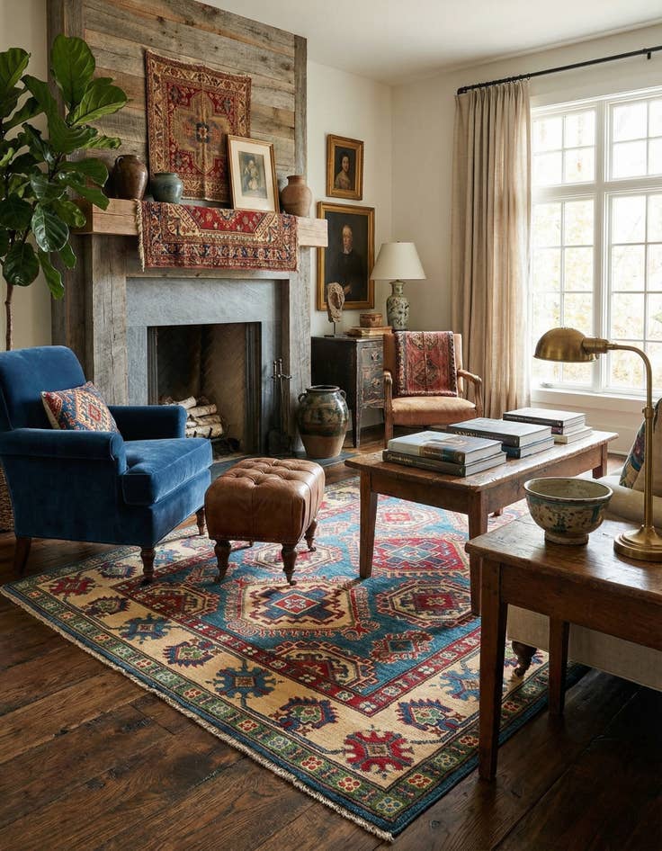 Detail image of 4' 2 x 6' 1  Hand Knotted Kazak Rug