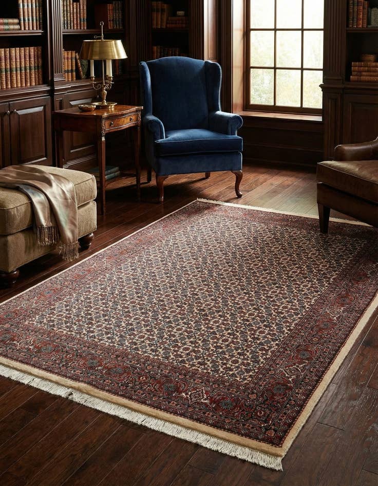 Detail image of 4' 10 x 7' 1 Bidjar With Silk Rug