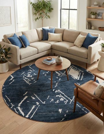 Navy Blue Uptown Carnegie Hill Round Rug