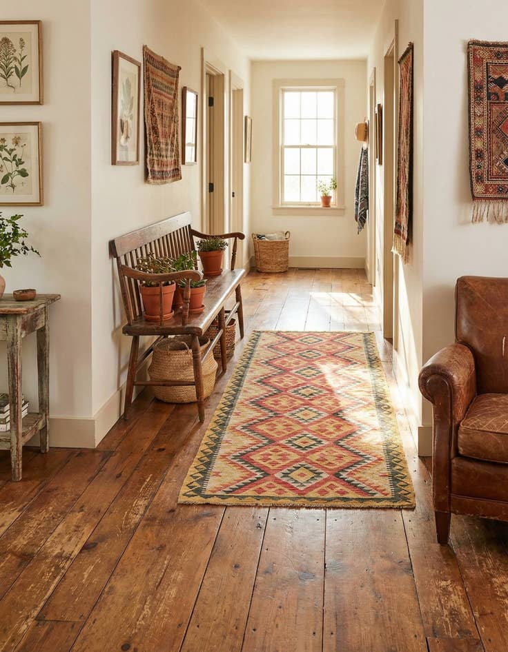 Detail image of 3' 4 x 6' 7  Hand Woven Kilim Maymana Wool Runner Rug