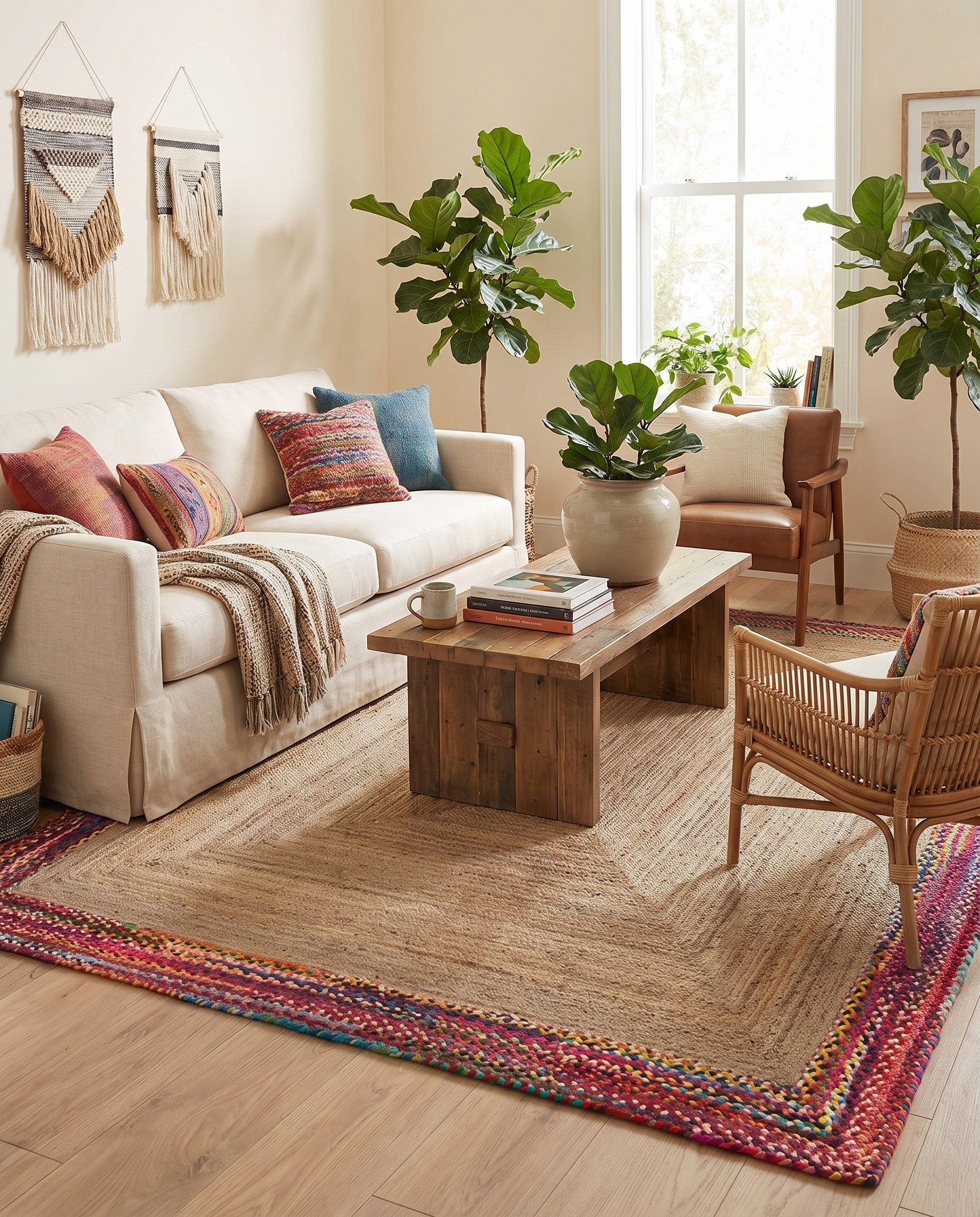 Natural Handmade Braided Jute Rug