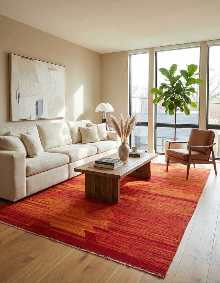 Detail image of 6' 10 x 9' 8  Hand Woven Kilim Modern Wool Rug