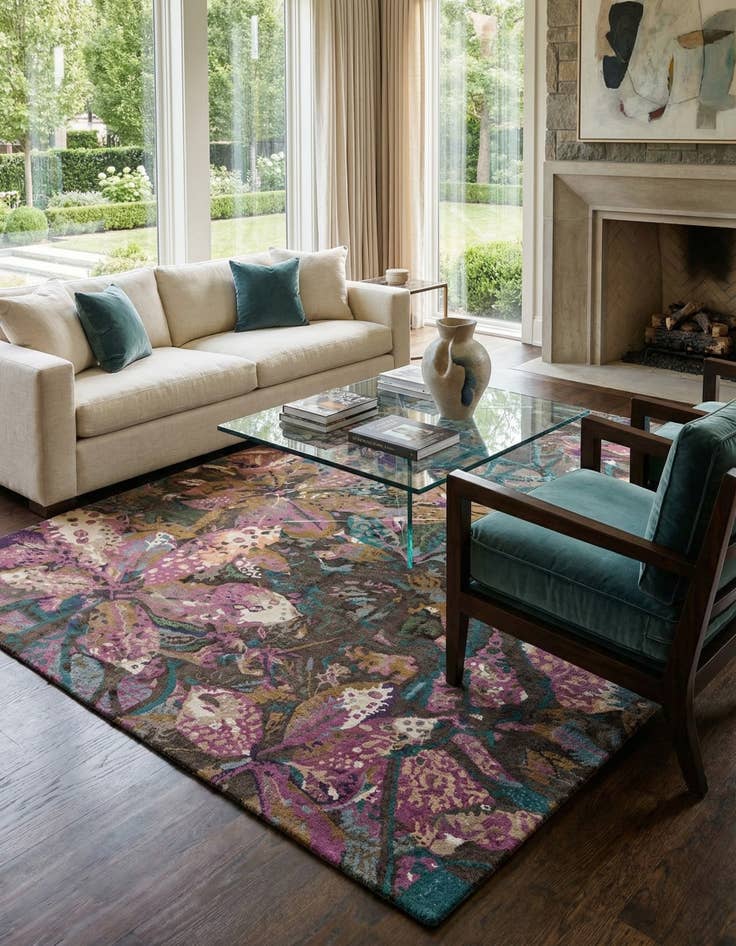 Detail image of  8' 2 x 9' 11  Hand Knotted Modern Manshu Wool Rug