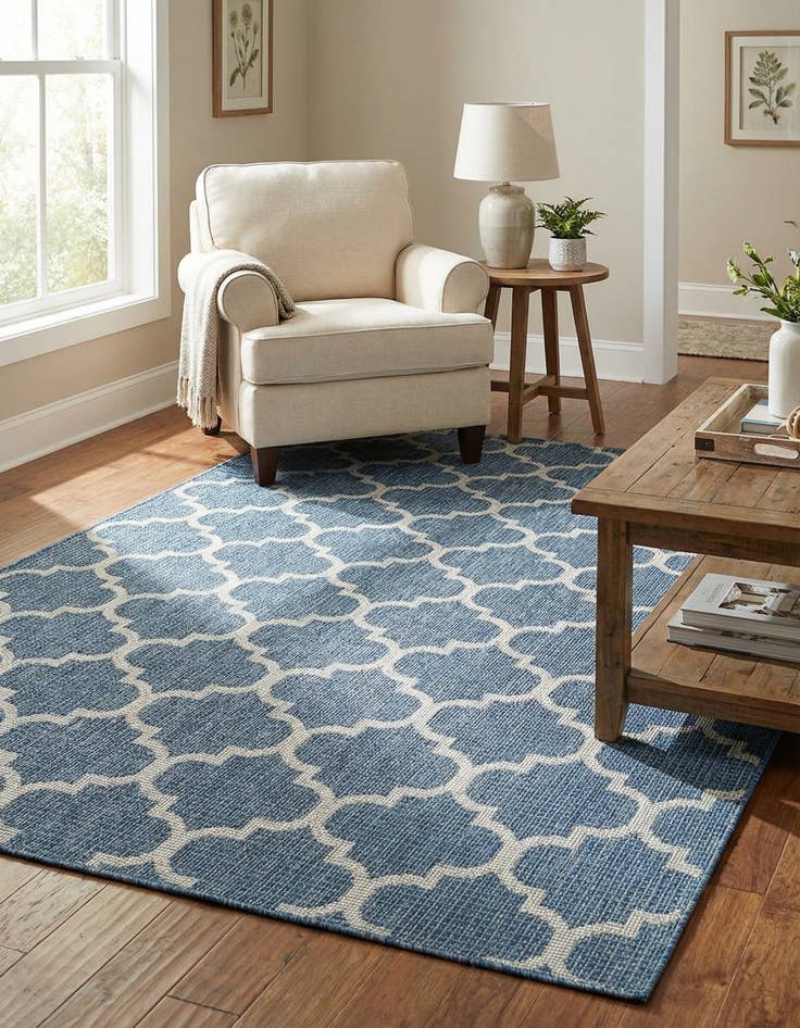 Detail image of 6' x 9' Easy-Clean Trellis Indoor / Outdoor Rug