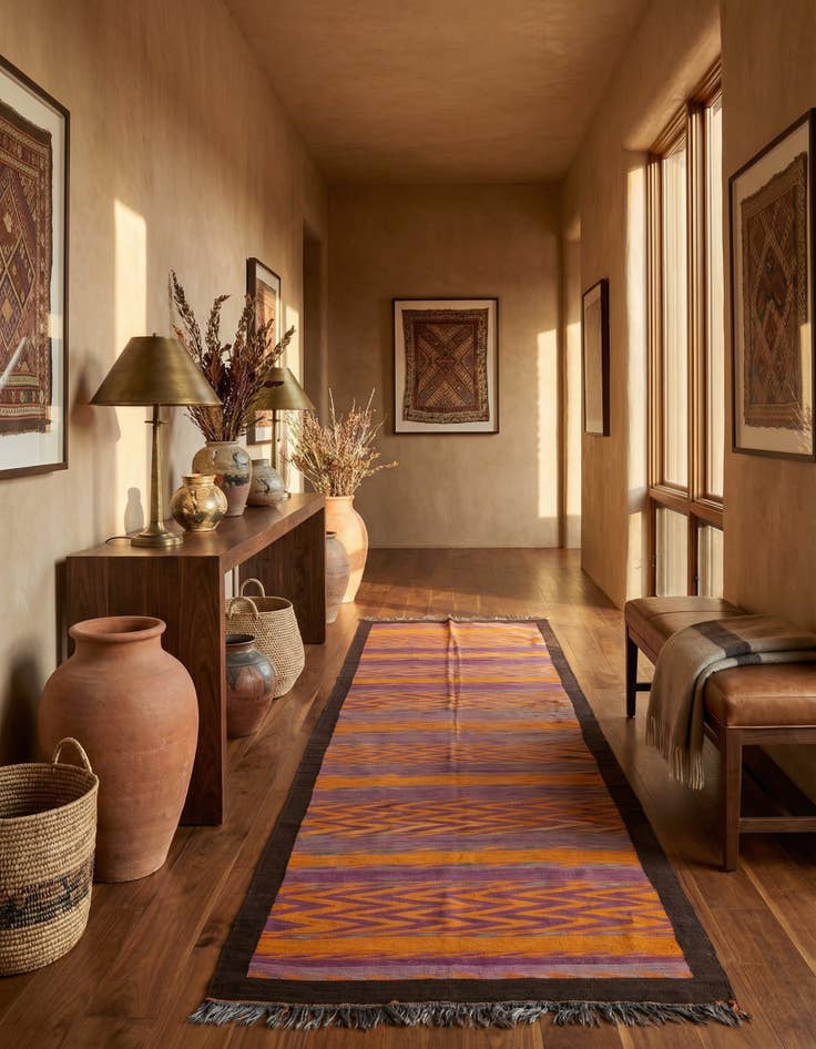 Detail image of 5' 3 x 14' 4  Hand Woven Kilim Fars Wool Runner Rug