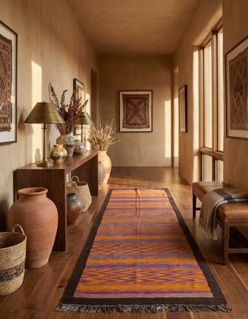 5' 3 x 14' 4 Hand Woven Kilim Fars Wool Runner Rug