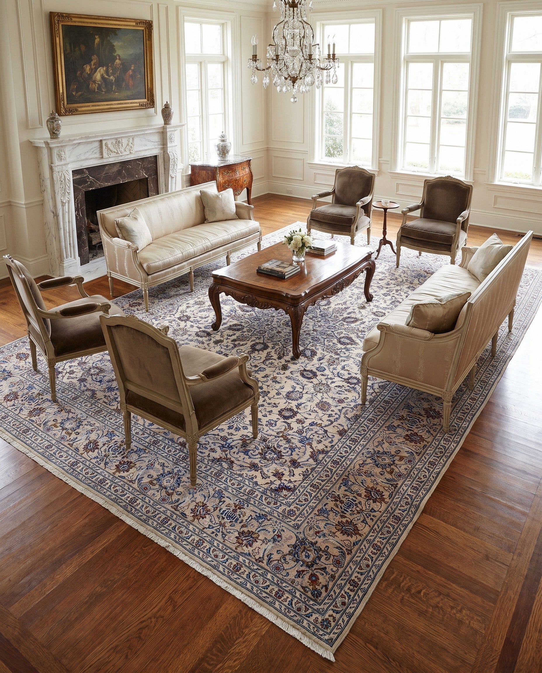 9' 9 x 12' 11 Hand Knotted Kashan Persian Wool Rug