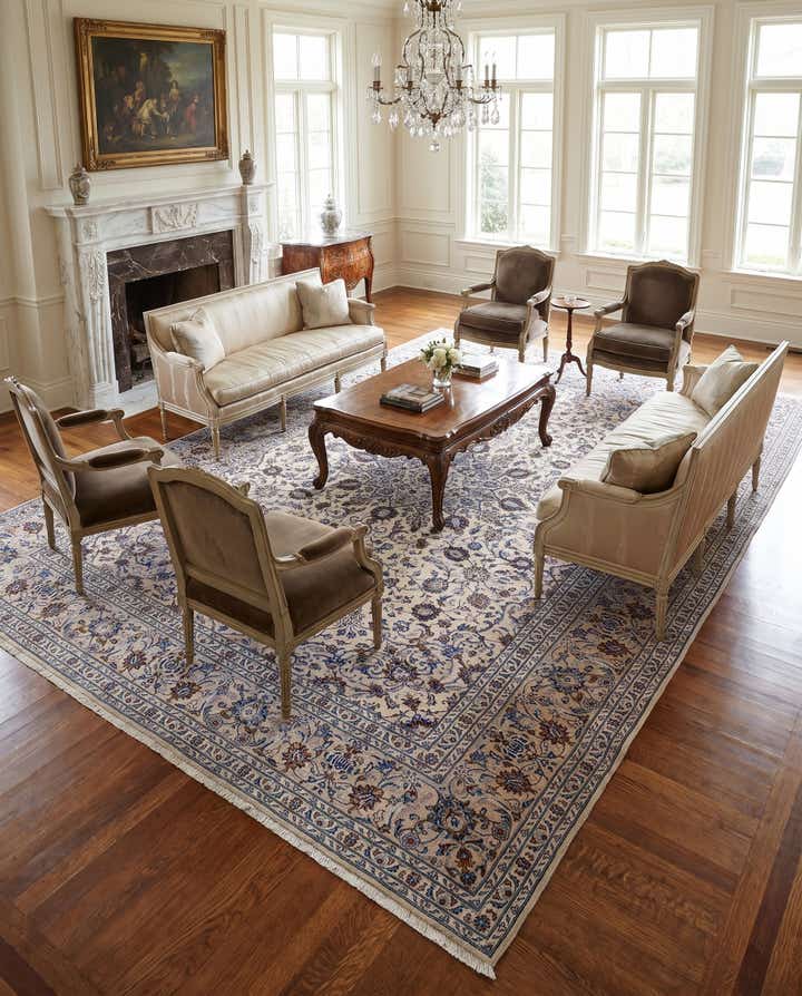 9' 9 x 12' 11 Hand Knotted Kashan Persian Wool Rug