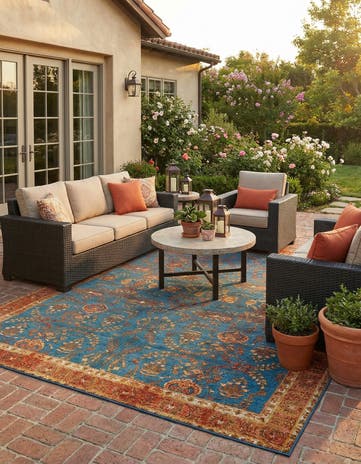 7' 10 x 10' Easy-Clean Traditional Indoor / Outdoor Rug
