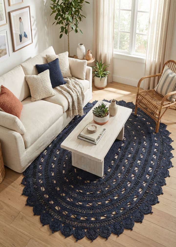 7' 10 x 10' Handmade Braided Jute Oval Rug