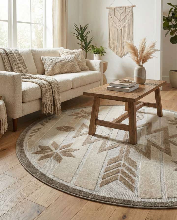 5' 3 x 5' 3 Easy-Clean Modern Indoor / Outdoor Round Rug