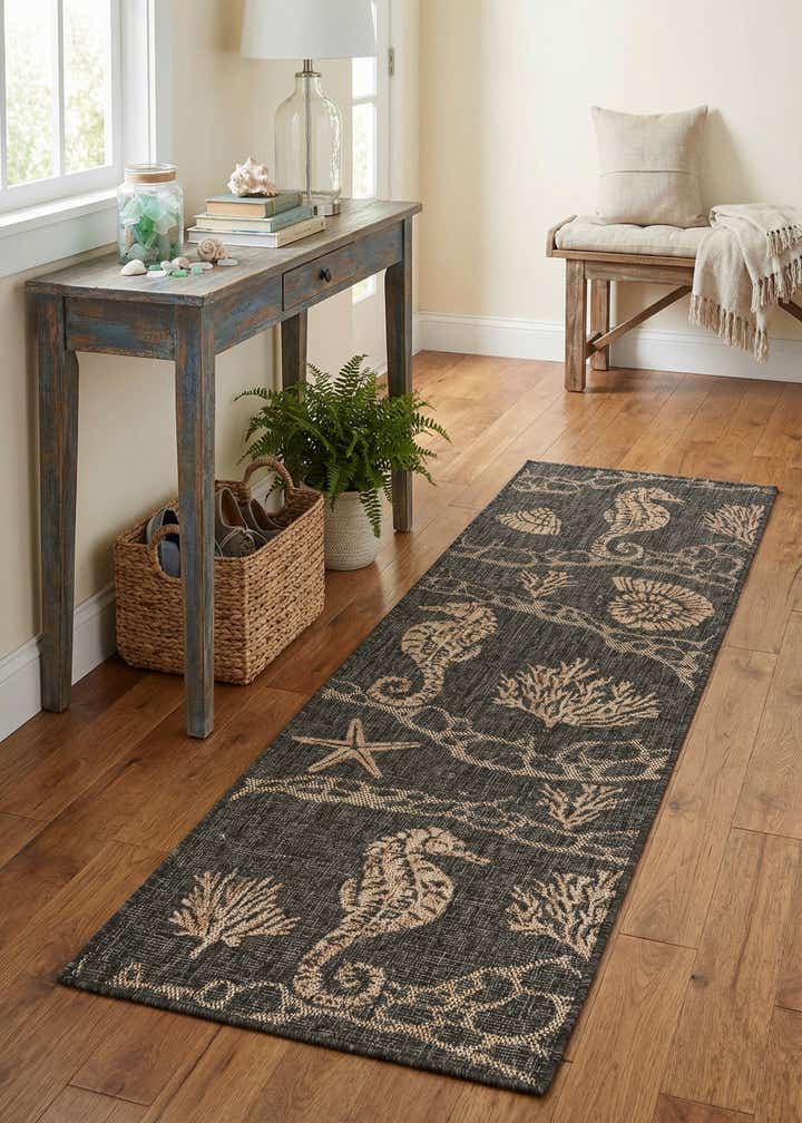 2' x 8' Easy-Clean Coastal Indoor / Outdoor Runner Rug