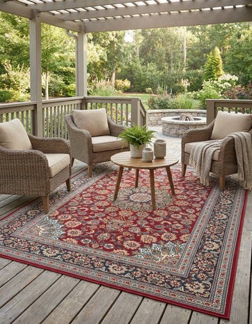 6' 1 x 9' Easy-Clean Traditional Indoor / Outdoor Rug