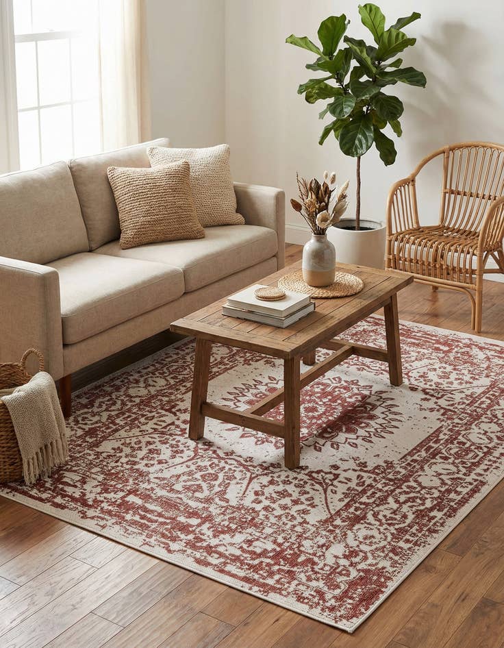 Detail image of  5' 3 x 7'  Washable Traditional Indoor / Outdoor Rug